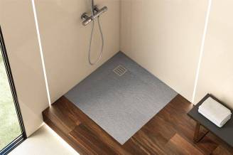 Terran shower tray with cement finish