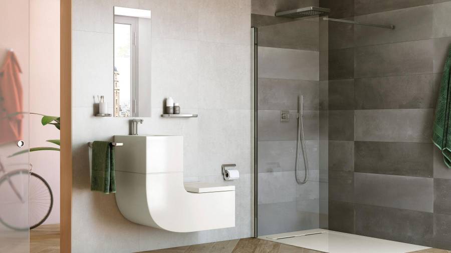 Bathroom with Cricket tiles in dark colours